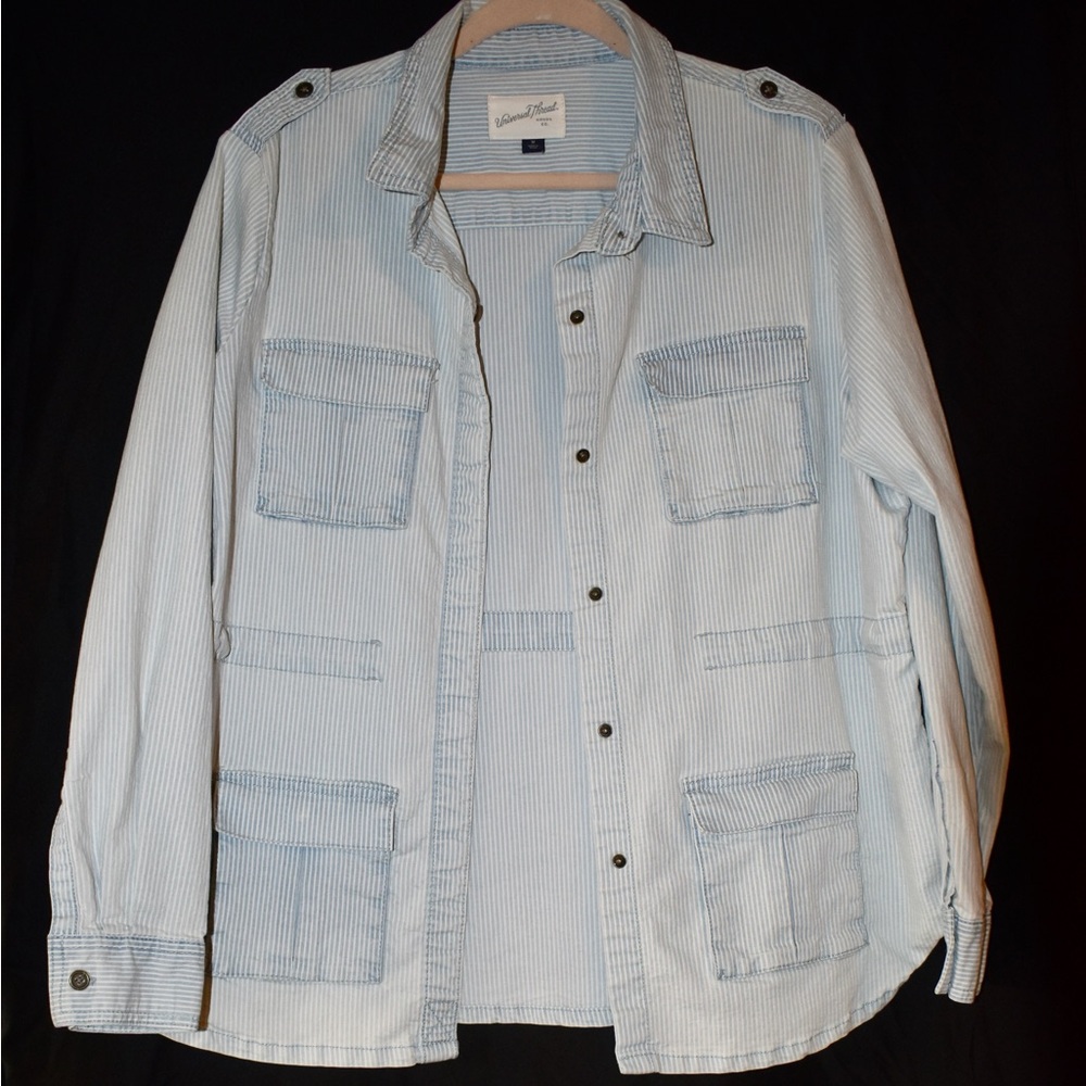 Universal Thread Light Blue Striped Jacket